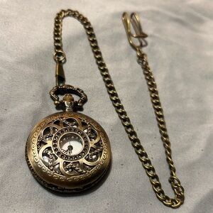 Vintage bronze Pocket Watch Necklace